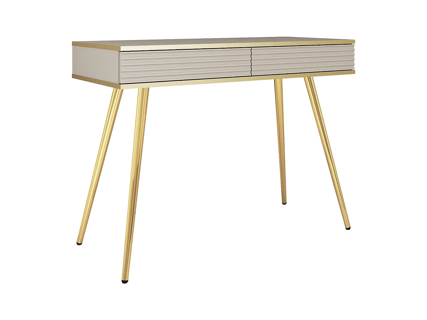 Glamoureuze beige kaptafel met gouden poten, 102 x 80 x 50