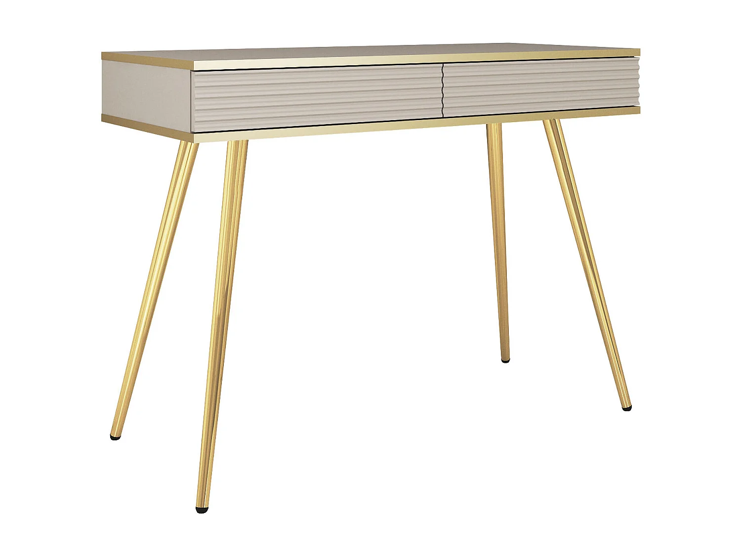 Coiffeuse glamour beige avec pieds dorés, 102 x 80 x 50