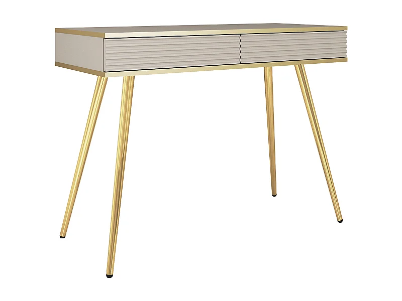 Coiffeuse glamour beige avec pieds dorés, 102 x 80 x 50