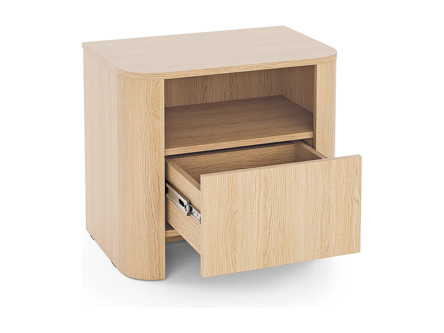 Nachttisch, Vicenza Eiche, 58 x 39 x 52 cm | Modernes Möbelstück mit abgerundeten Kanten