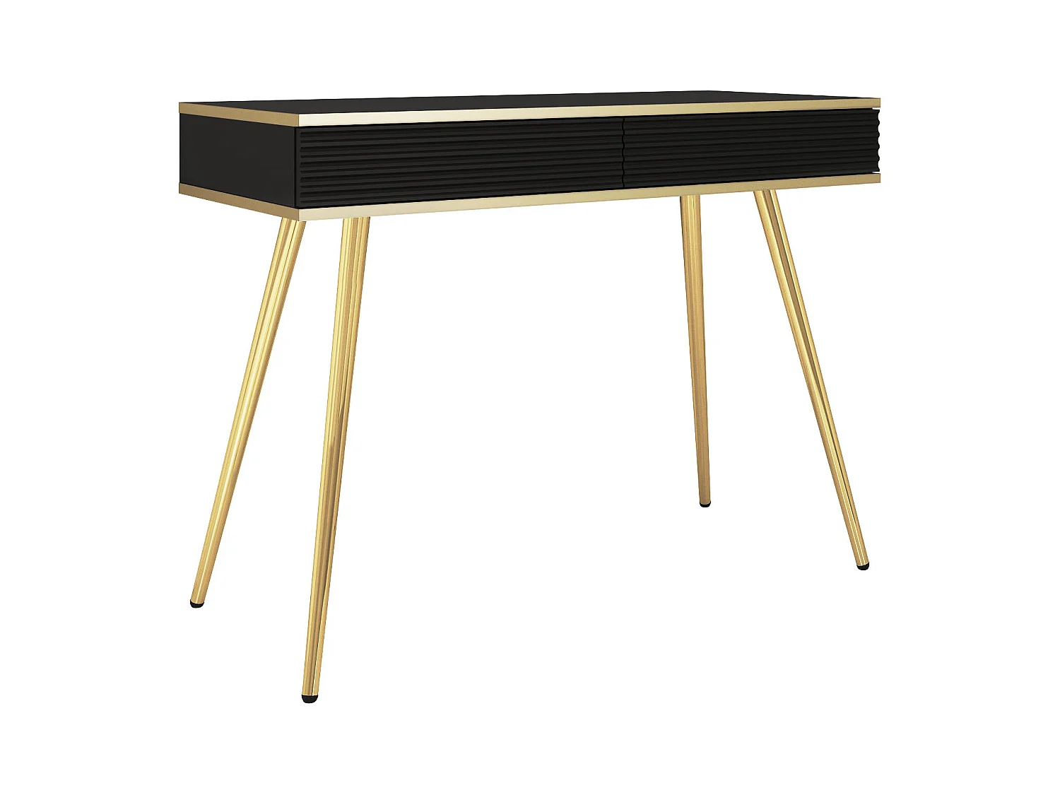 Glamoureuze zwarte kaptafel met gouden poten, 102 x 80 x 50