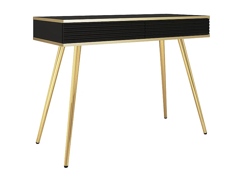 Coiffeuse noire glamour avec pieds dorés, 102 x 80 x 50