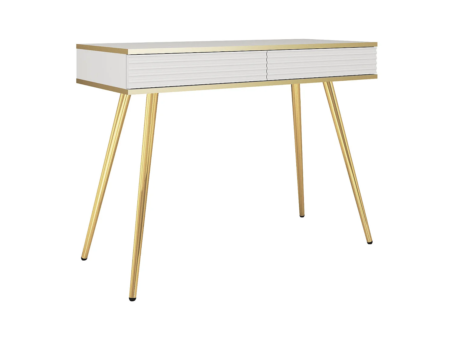 Glamoureuze witte kaptafel met gouden poten, 102 x 80 x 50