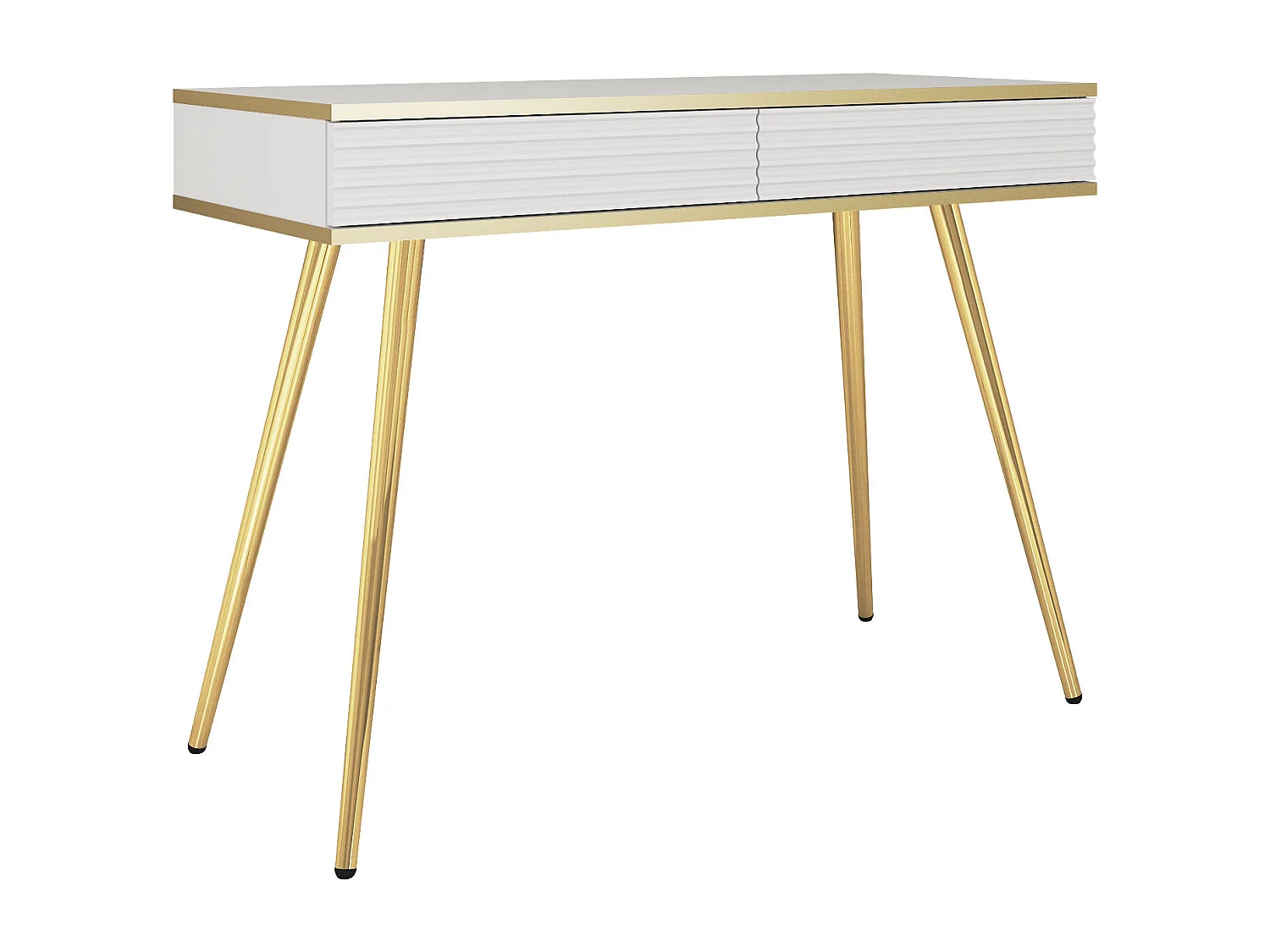 Coiffeuse blanche glamour avec pieds dorés, 102 x 80 x 50