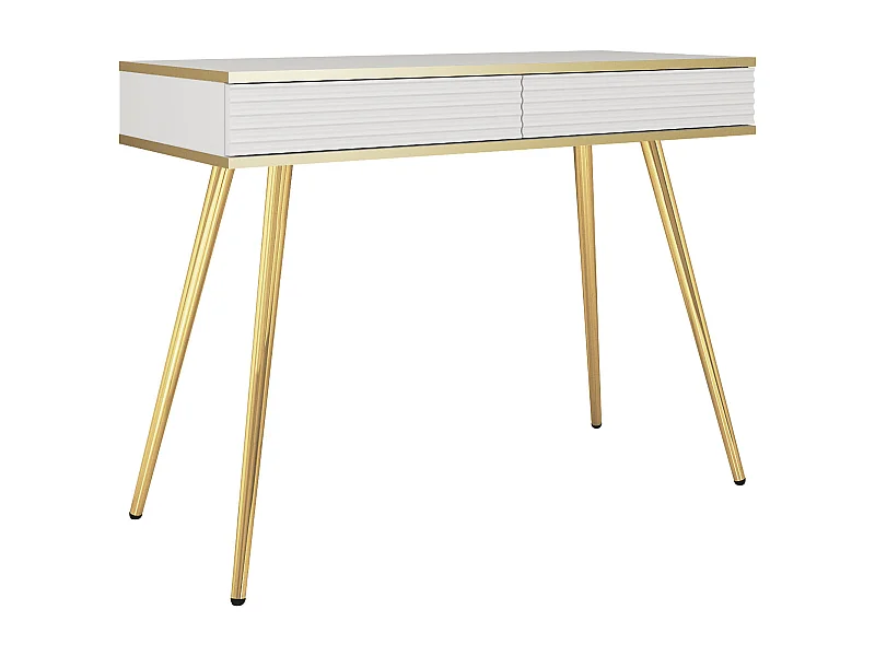 Coiffeuse blanche glamour avec pieds dorés, 102 x 80 x 50