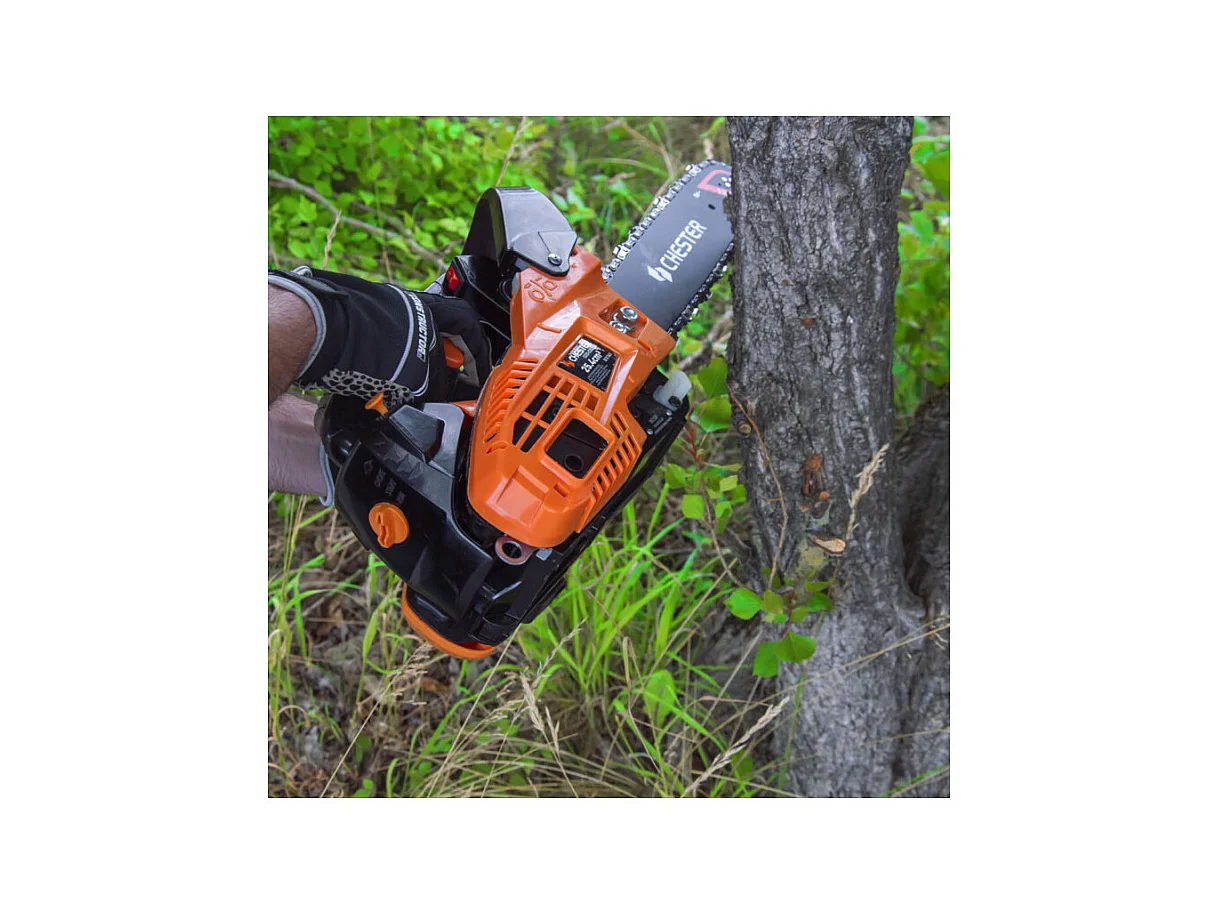Tronçonneuse d'élagage thermique 25,4 cm³ - guide 30 cm - 2 chaînes - CHESTER