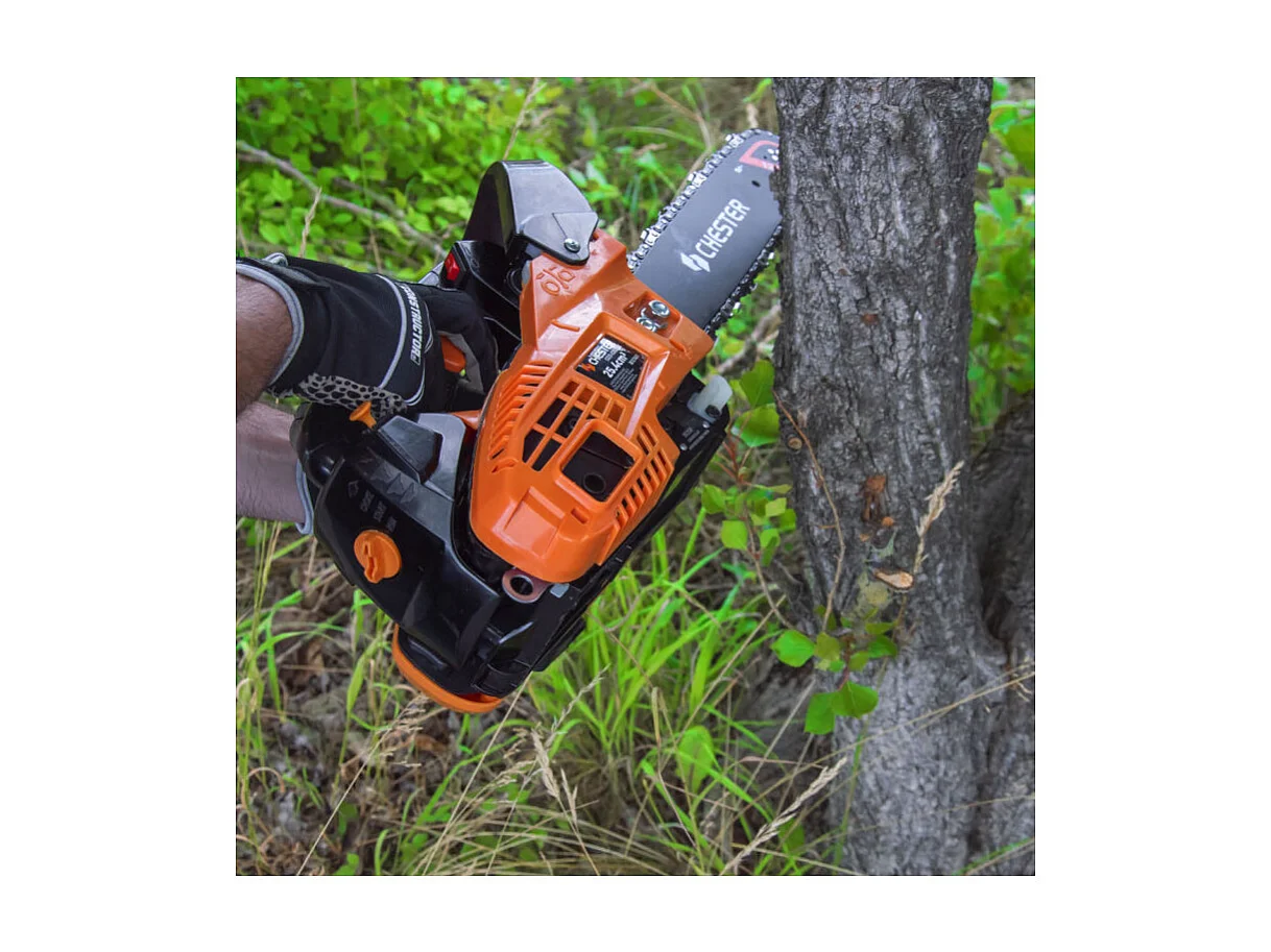 Tronçonneuse d'élagage thermique 25,4 cm³ - guide 30 cm - 2 chaînes - CHESTER