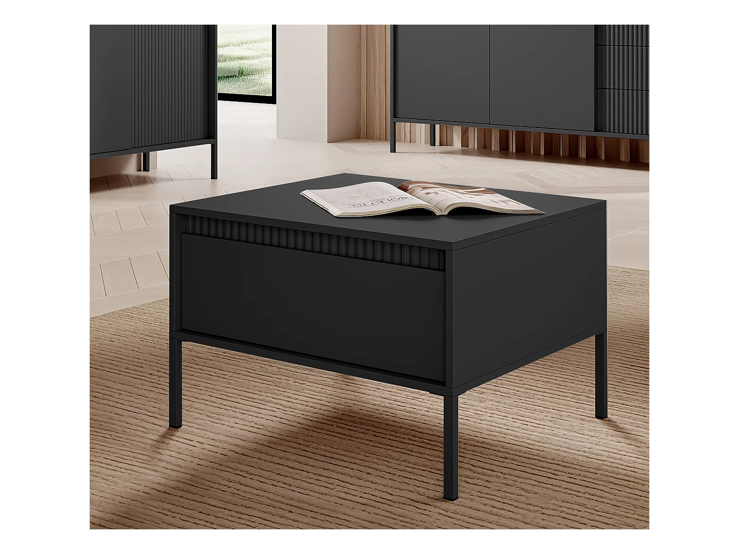 AX LIVING Moderner Couchtisch Schwarz Trentinis – Quadratisch, 68,1 cm