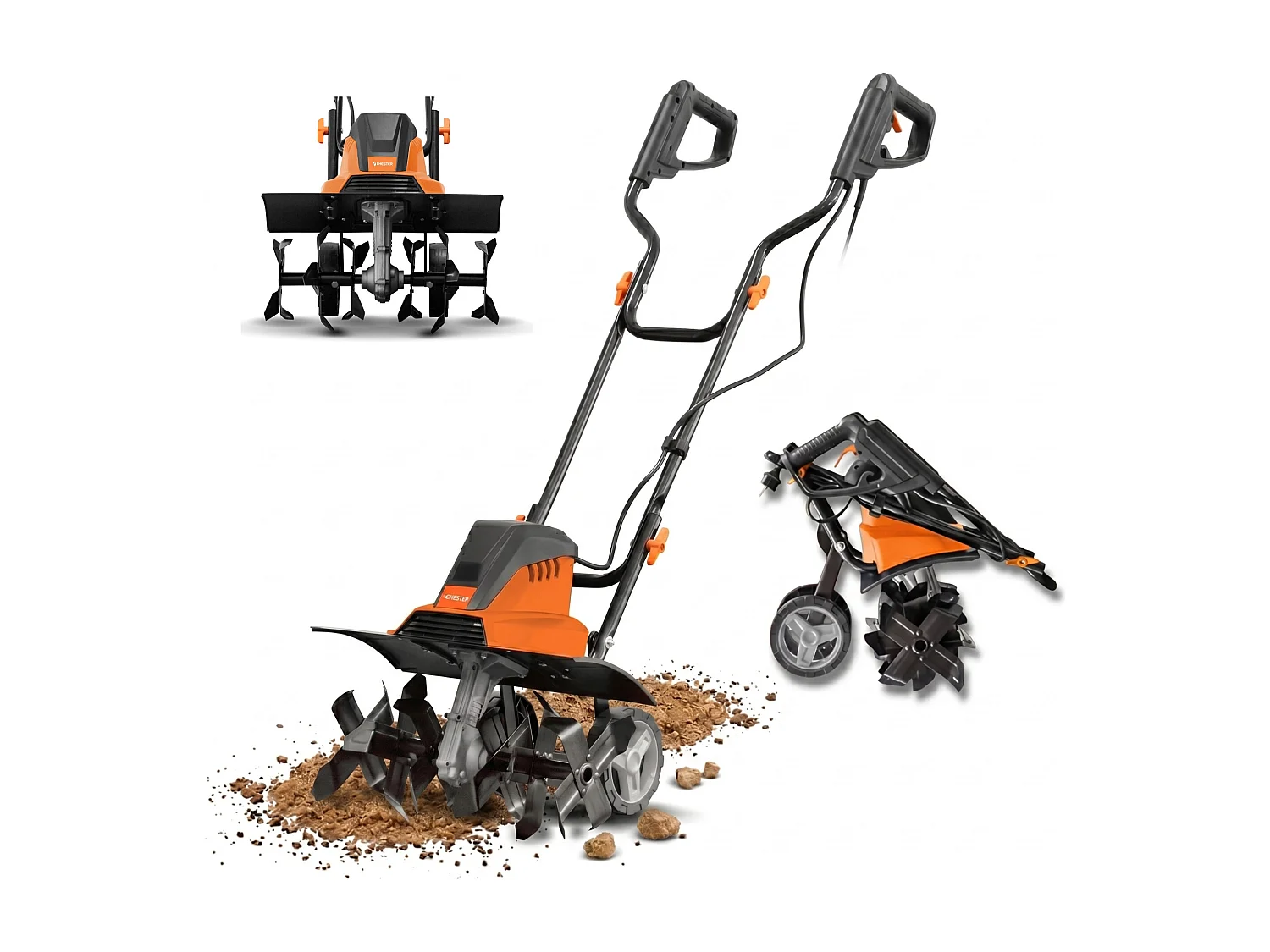 Motobineuse électrique 1500W – 6 fraises, 45 cm de largeur, profondeur 22 cm - CHESTER