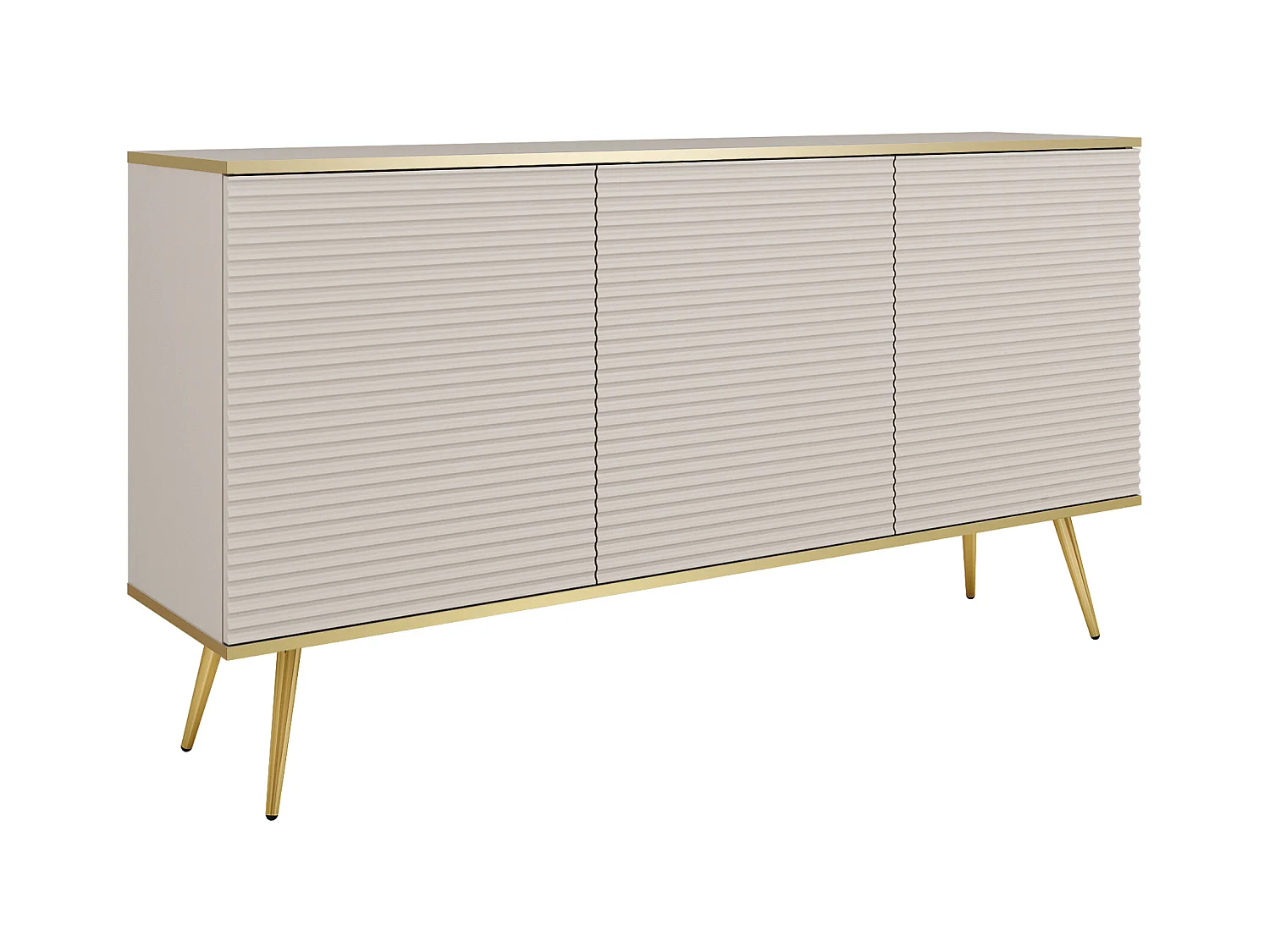 Buffet beige glamour avec pieds dorés, 160 x 85 x 39