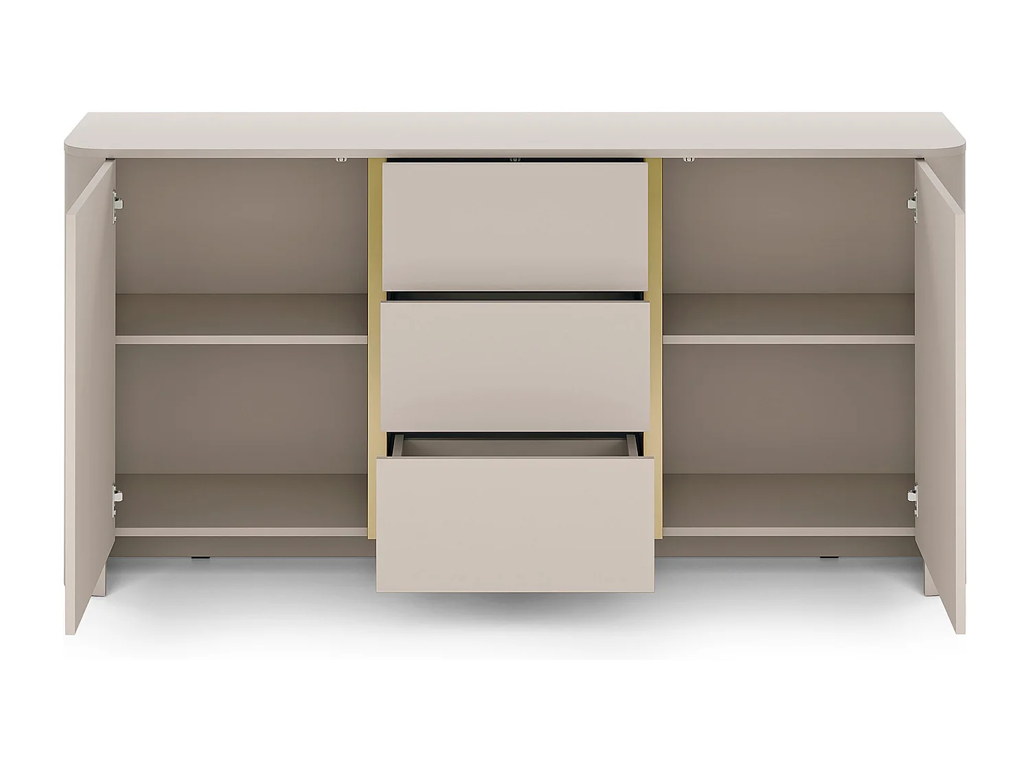 Buffet, Cachemire, 168 x 39 x 84 cm, Meuble moderne aux bords arrondis