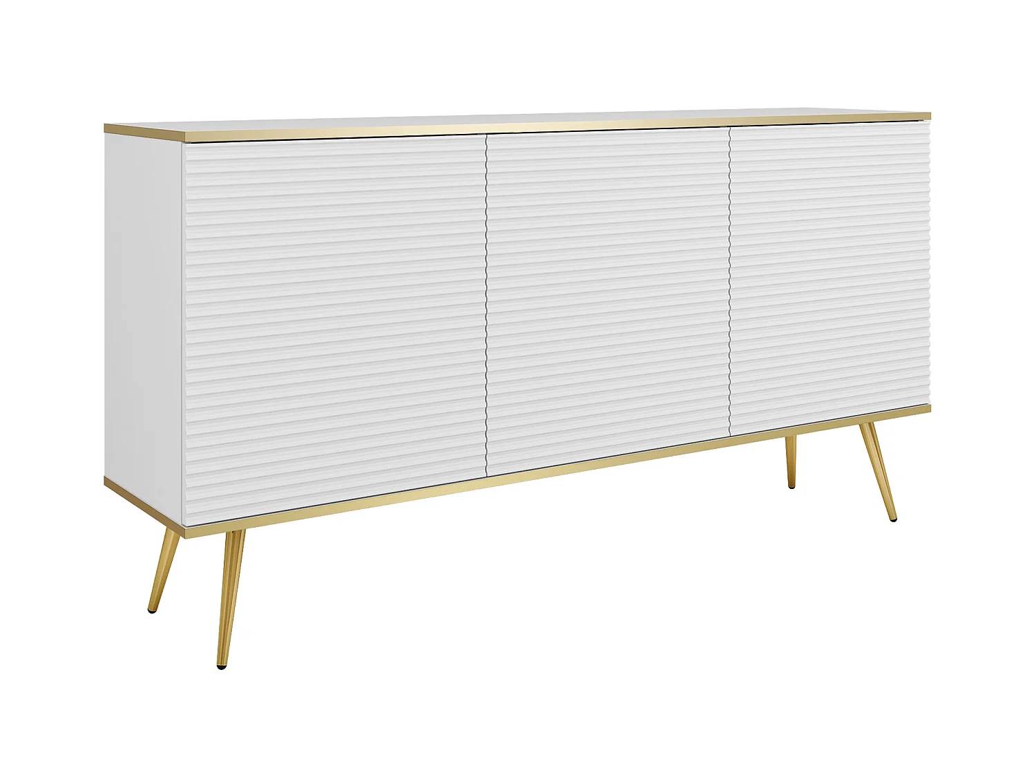Buffet blanc glamour avec pieds dorés, 160 x 85 x 39