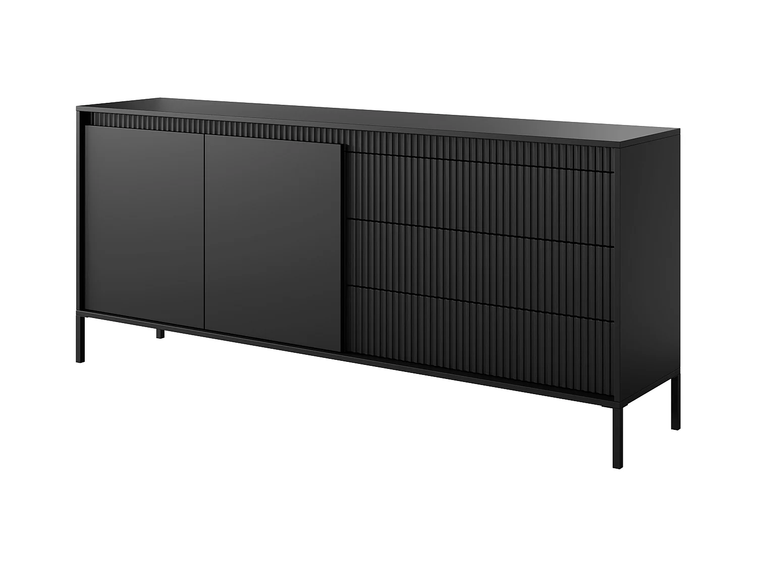 AX LIVING Trentinis 187 2D3S Schwarze große Kommode 187,1 cm breit