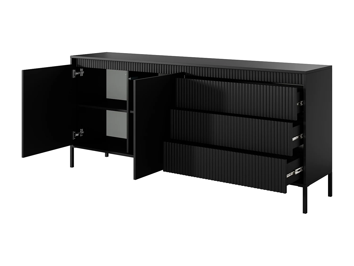 AX LIVING grande commode Trentinis 187 2D3S noire 187,1 cm de large