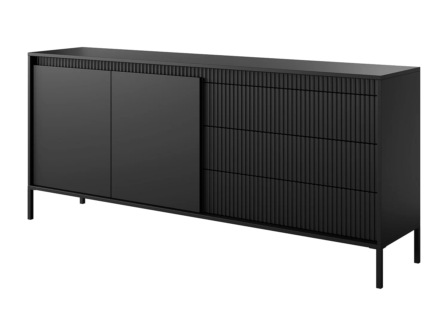 AX LIVING Trentinis 187 2T3S grote zwarte ladekast – 187,1 cm breed