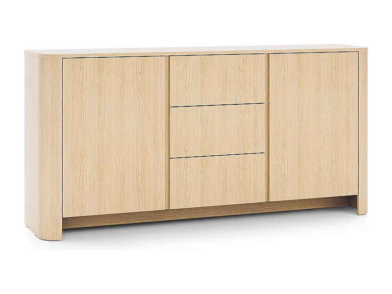 Sideboard, Vicenza Eiche, 103 x 39 x 132 cm | Modernes Möbelstück mit abgerundeten Kanten