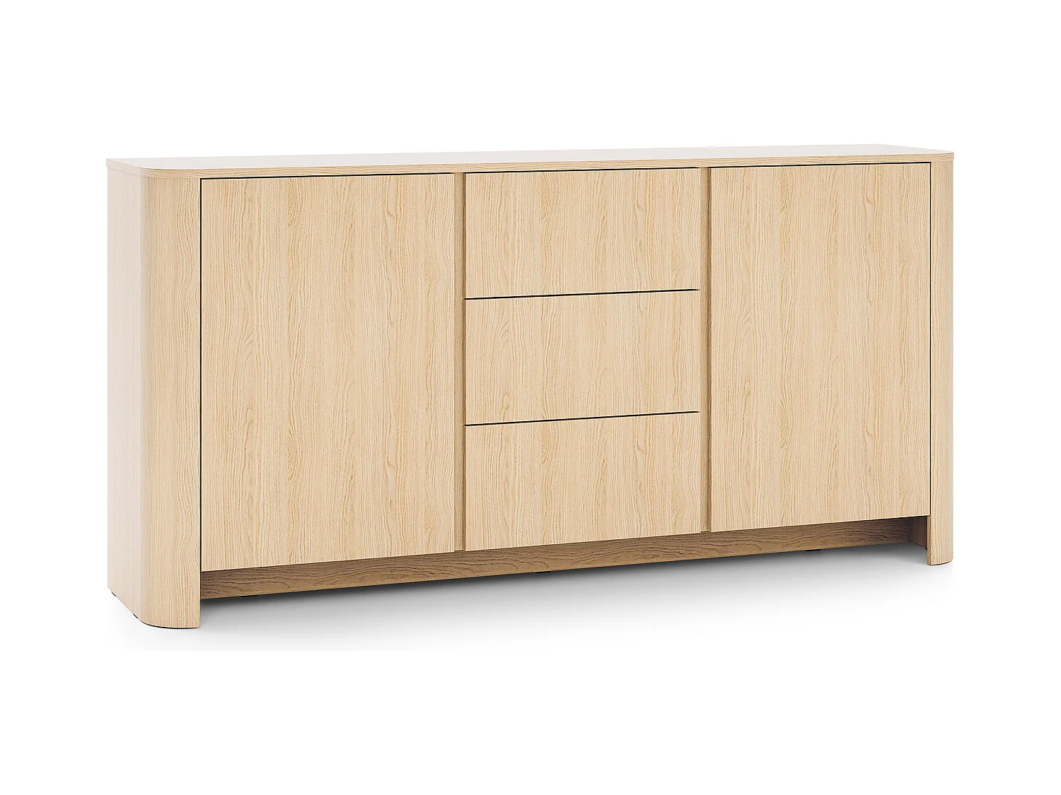 Buffet, Chêne Vicenza, 103 x 39 x 132 cm, Meuble moderne aux bords arrondis