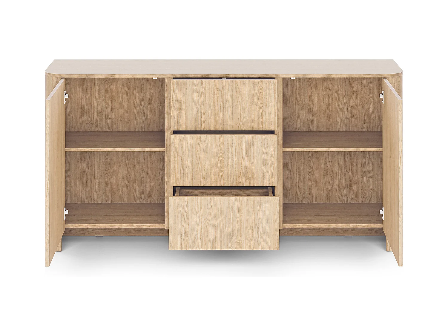 Buffet, Chêne Vicenza, 103 x 39 x 132 cm, Meuble moderne aux bords arrondis