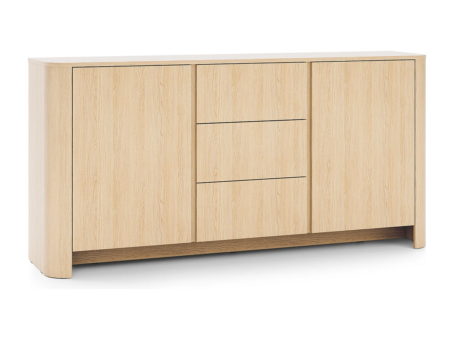 Buffet, Chêne Vicenza, 103 x 39 x 132 cm, Meuble moderne aux bords arrondis