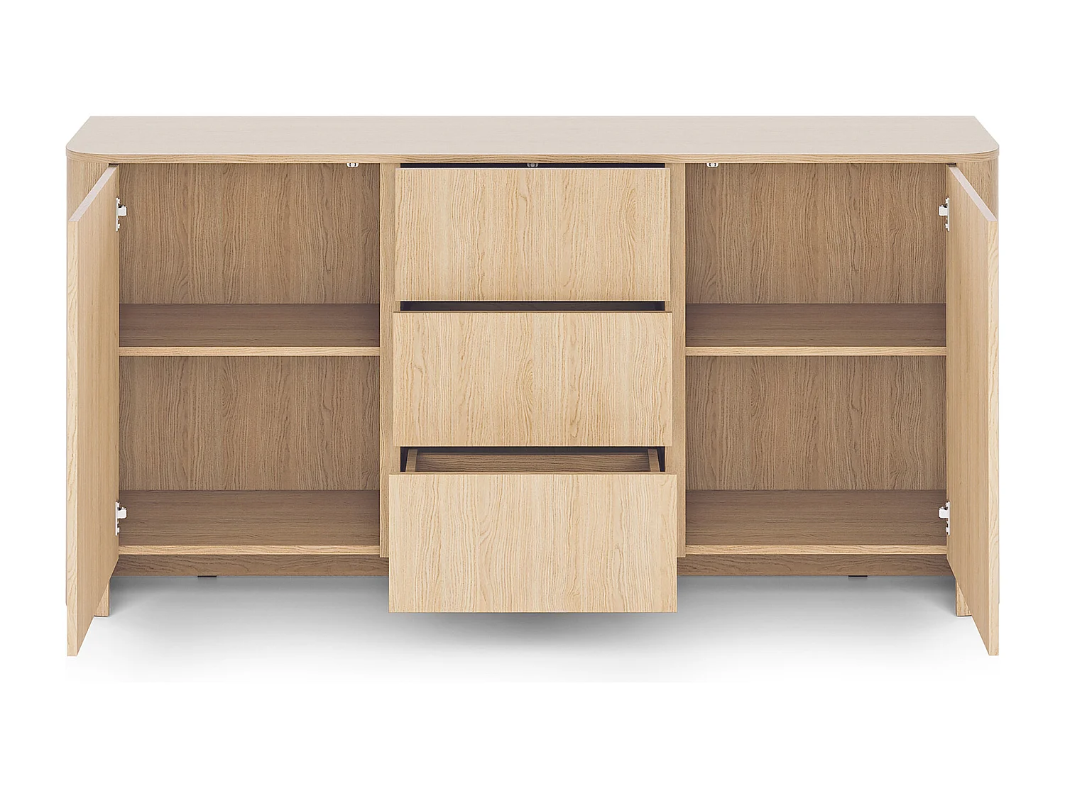 Buffet, Chêne Vicenza, 103 x 39 x 132 cm, Meuble moderne aux bords arrondis