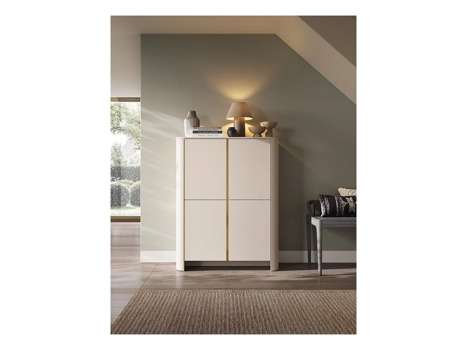 Armoire, Cachemire, 103 x 39 x 132 cm, Meuble moderne aux bords arrondis