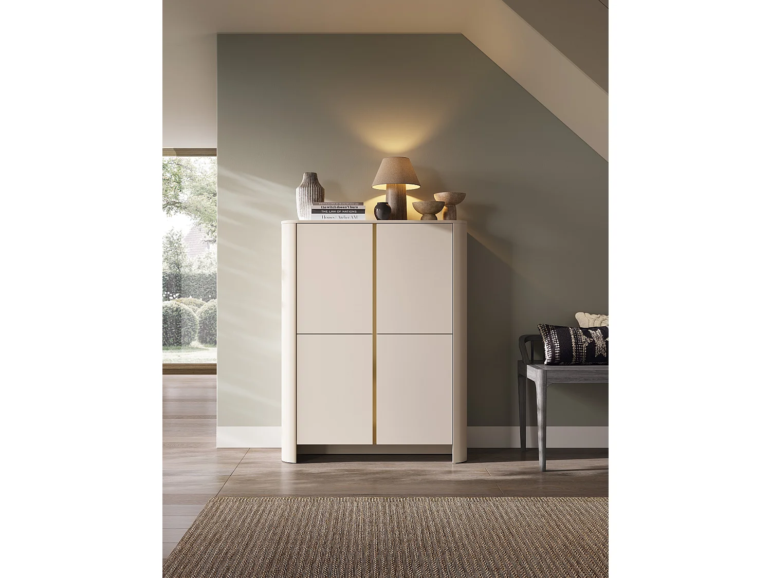 Armoire, Cachemire, 103 x 39 x 132 cm, Meuble moderne aux bords arrondis