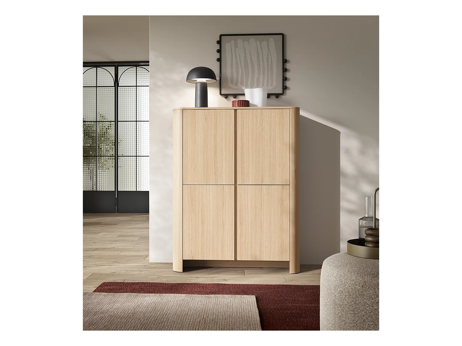 Armoire, Chêne Vicenza, 103 x 39 x 132 cm, Meuble moderne aux bords arrondis