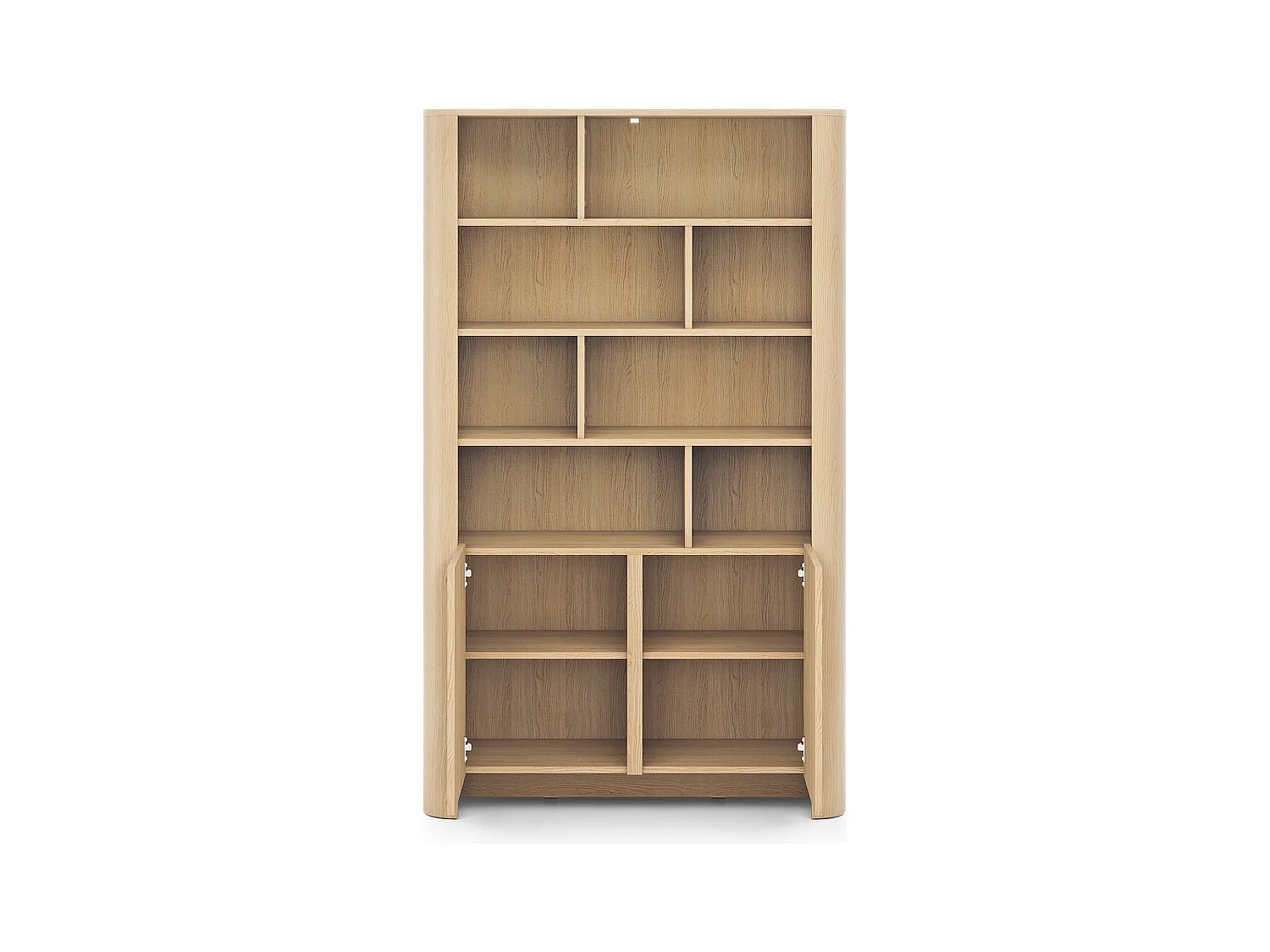 Bibliothèque, Chêne Vicenza, 103 x 39 x 160 cm, Meuble moderne aux bords arrondis