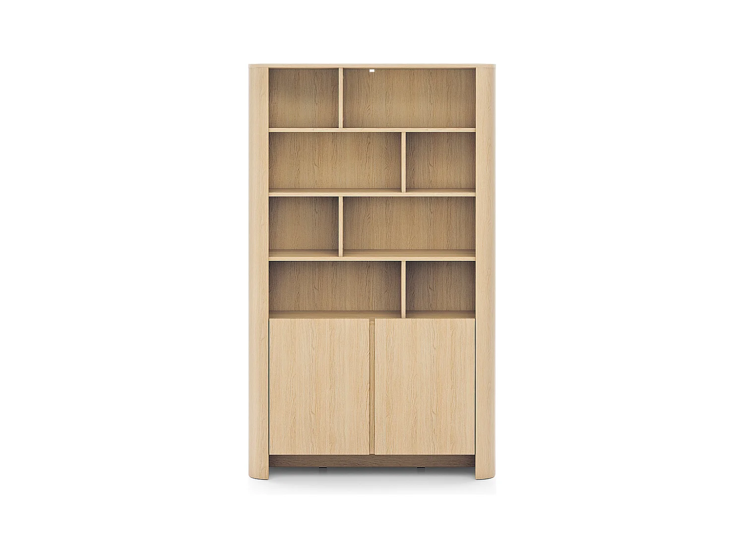 Bibliothèque, Chêne Vicenza, 103 x 39 x 160 cm, Meuble moderne aux bords arrondis