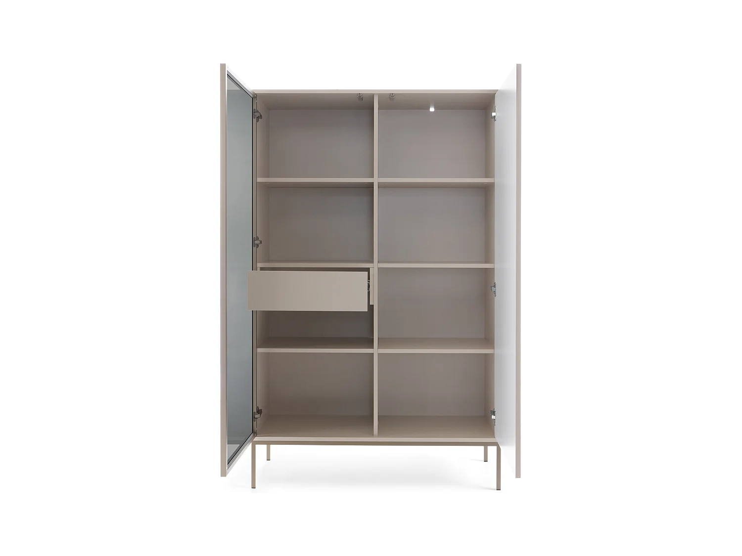 Vitrine haute moderne à façade cannelée, 104 x 166 x 39 cm, Cachemire / Or