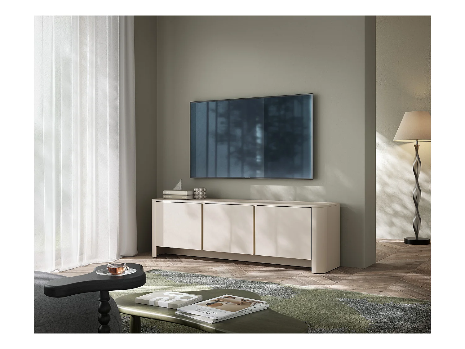 Mueble de TV, Cachemira, 168 x 39 x 52 cm | Muebles modernos con cantos redondeados