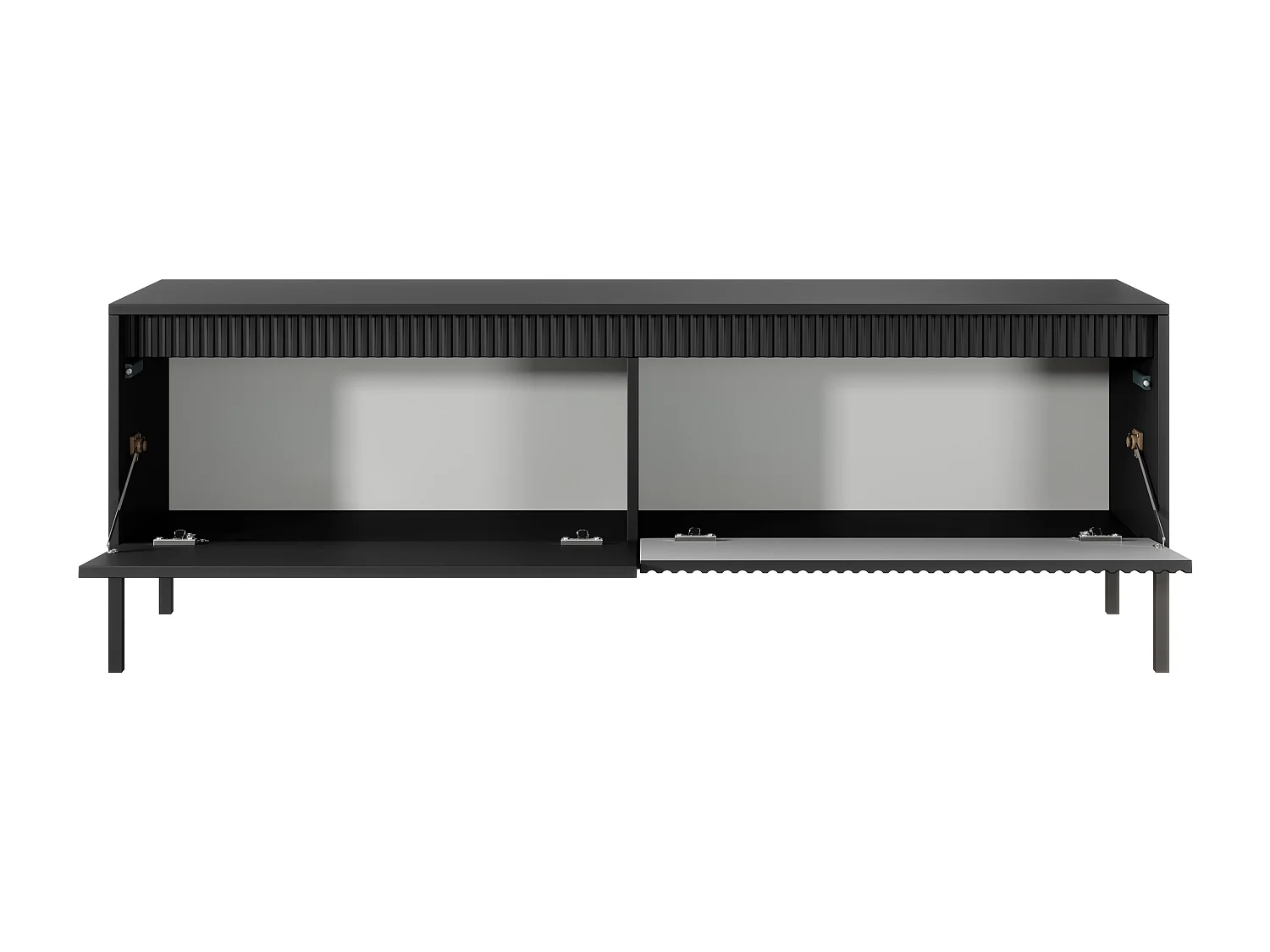 AX LIVING Meuble TV noir moderne Trentinis 153,5 cm avec façade rainurée