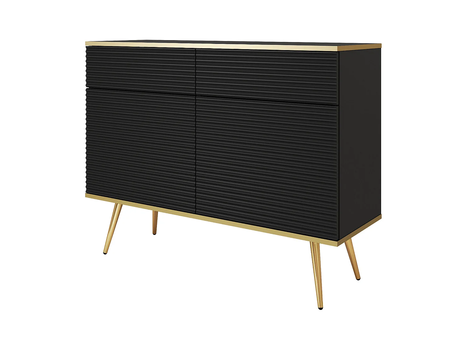 Glamouröses schwarzes Sideboard mit goldenen Beinen, 107 x 85 x 39