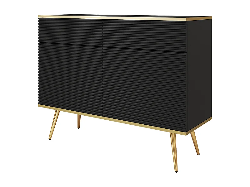 Buffet noir glamour avec pieds dorés, 107 x 85 x 39