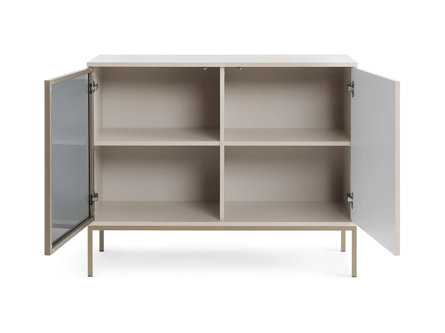 Commode étroite moderne à façade cannelée, 104 x 83 x 39 cm, Cachemire / Or