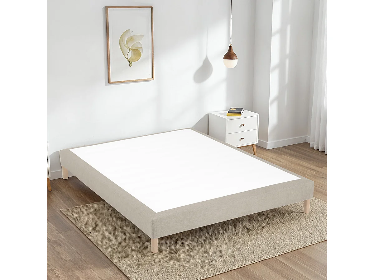 Sommier tapissier Tissu Sisal Sable 140x190 cm