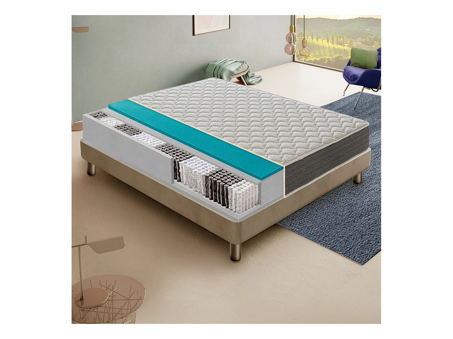 Materac kieszeniowy 140x200 cm - pianka memory - grubość 30 cm