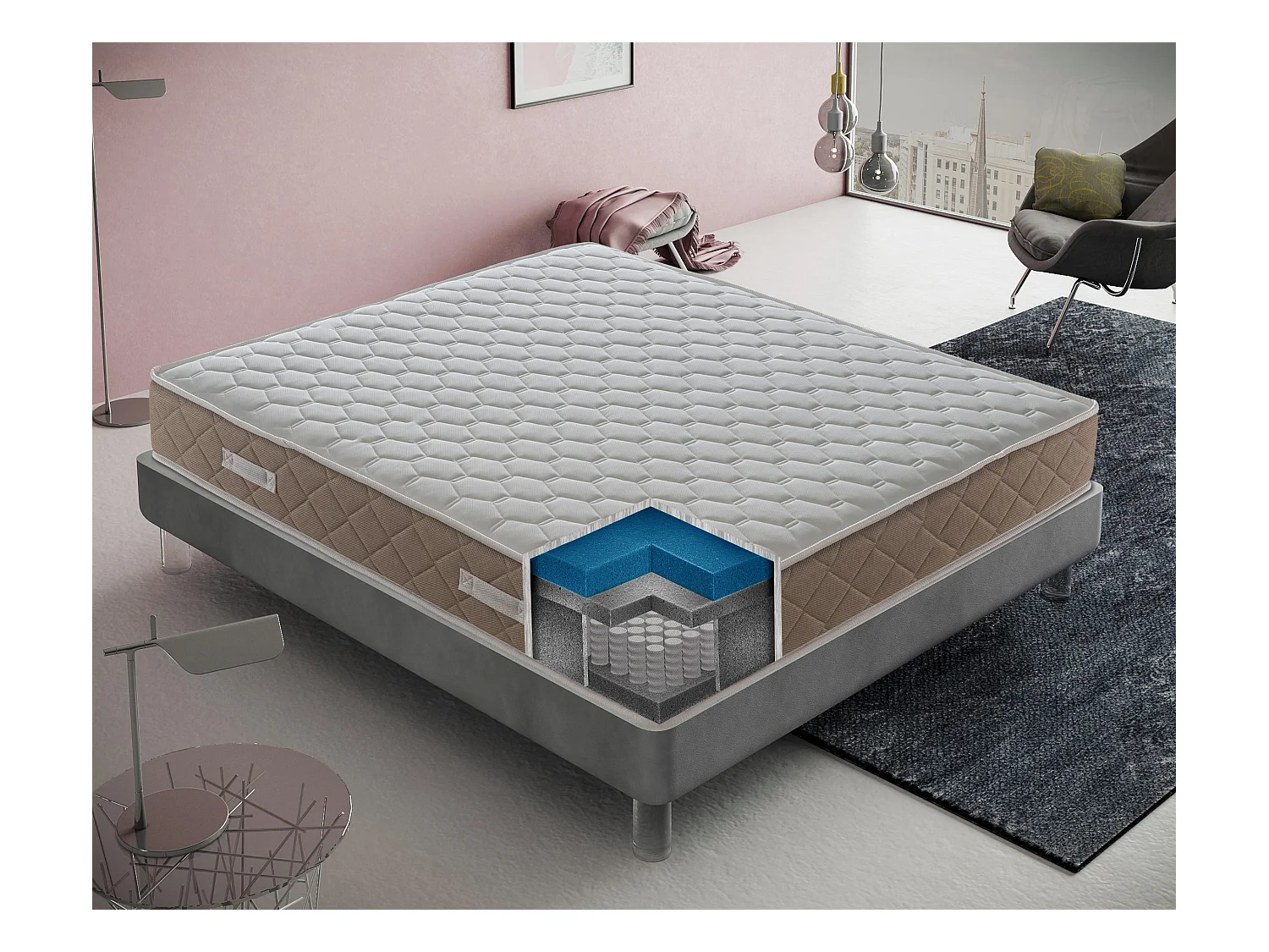 Materac kieszeniowy 200x200 - pianka memory - grubość 25 cm