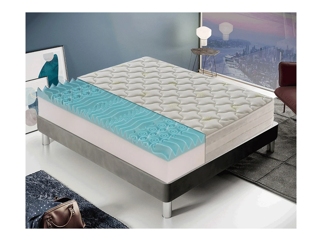 Materac piankowy 80x200 cm - Pianka memory - Grubość 25 cm - usuwalny