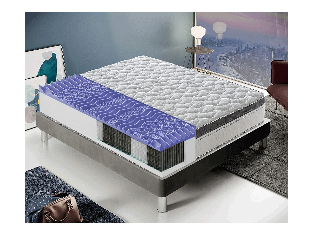 Materac kieszeniowy 140x190 cm - pianka memory - grubość 28 cm