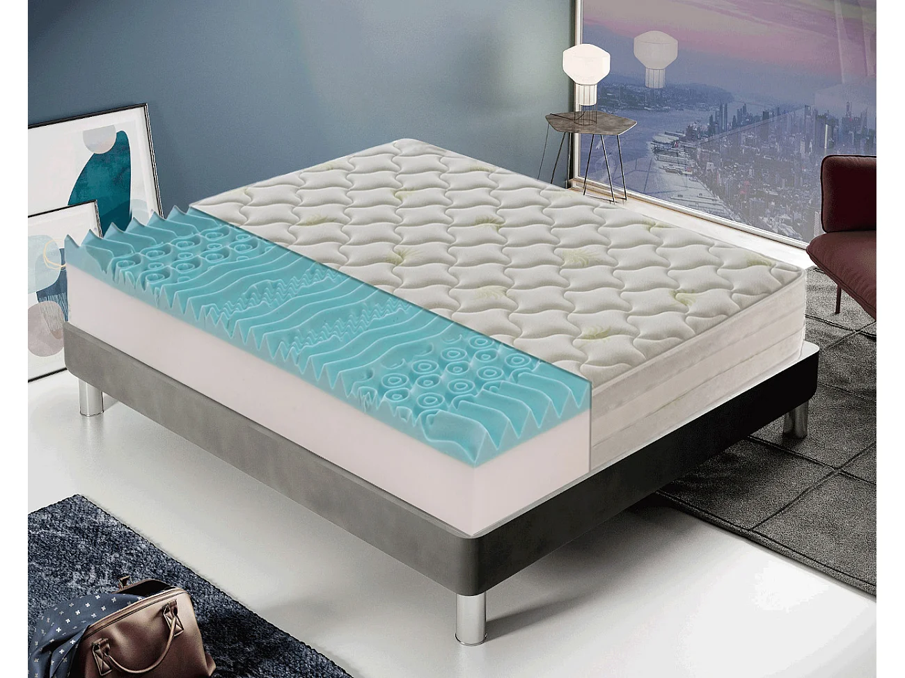 Materac piankowy 80x190 cm - Pianka memory - Grubość 25 cm - usuwalny