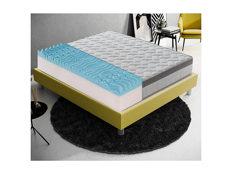 Materac piankowy 200x200 cm - Pianka memory - Grubość 25 cm - Model Plus