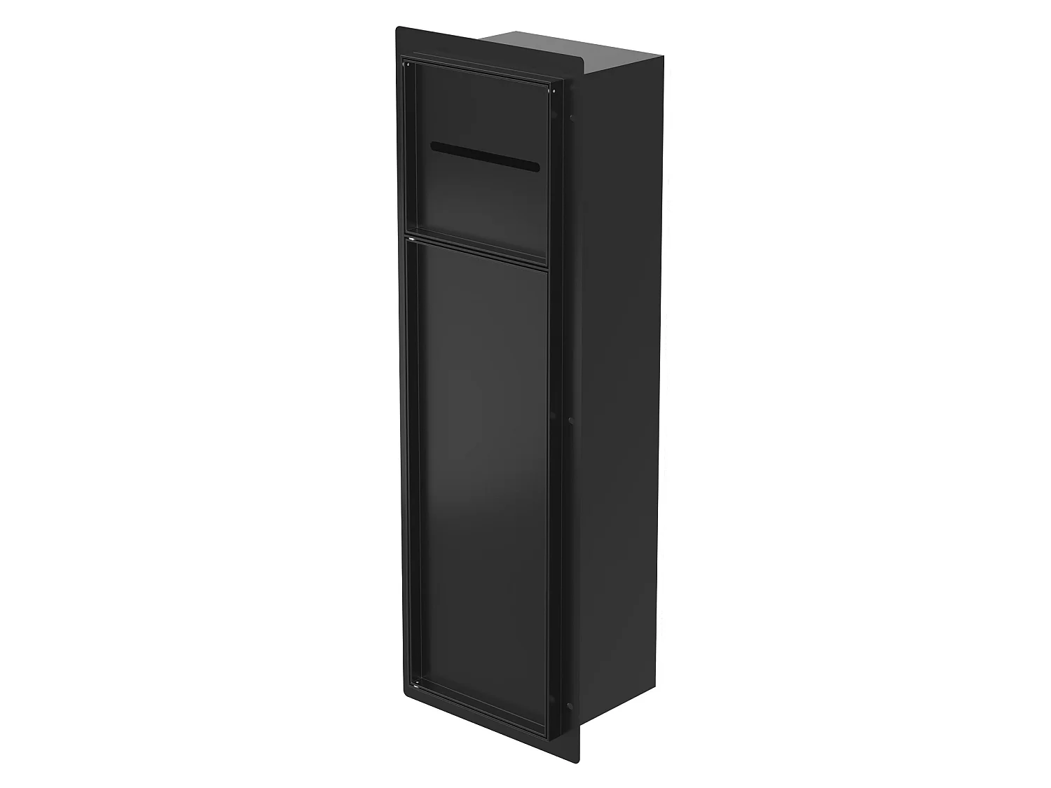 LuxeBath Módulo de armario empotrado para baño de acero inoxidable negro mate 60x20cm con tapa, nicho pared alicatable oculto encastrado