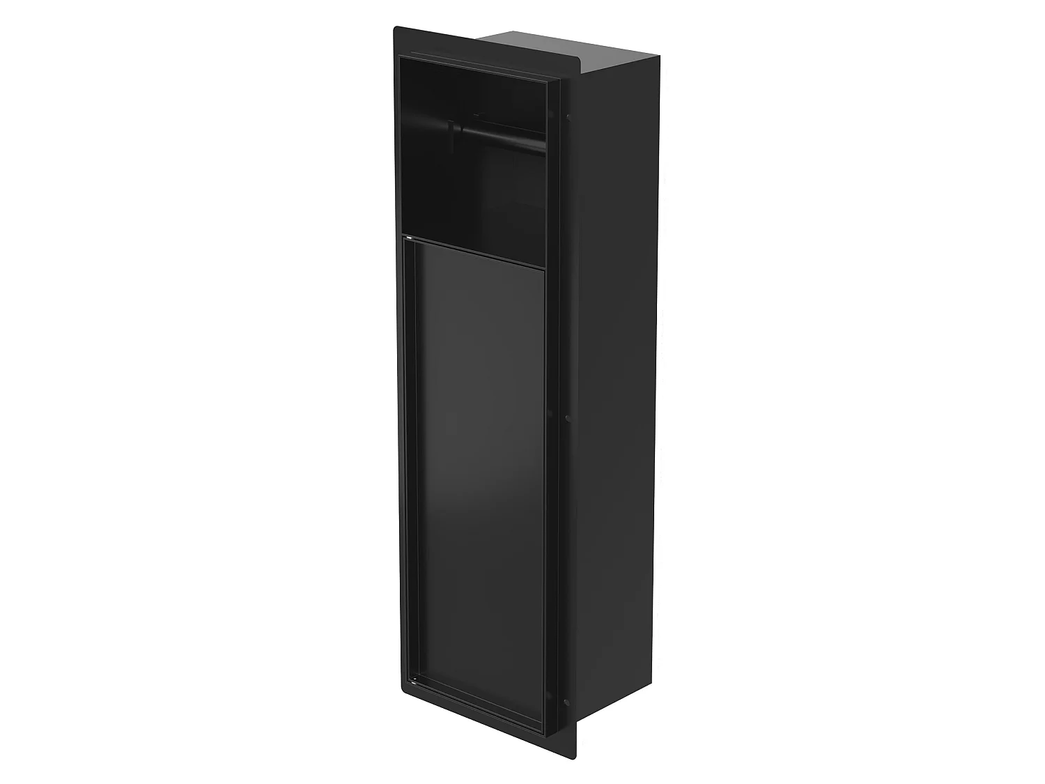Niche module encastré 60x20x14 cm noir mat en acier pour porte brosse toilette et papier hygiénique étagère murale porte-rouleau armoire murale wc