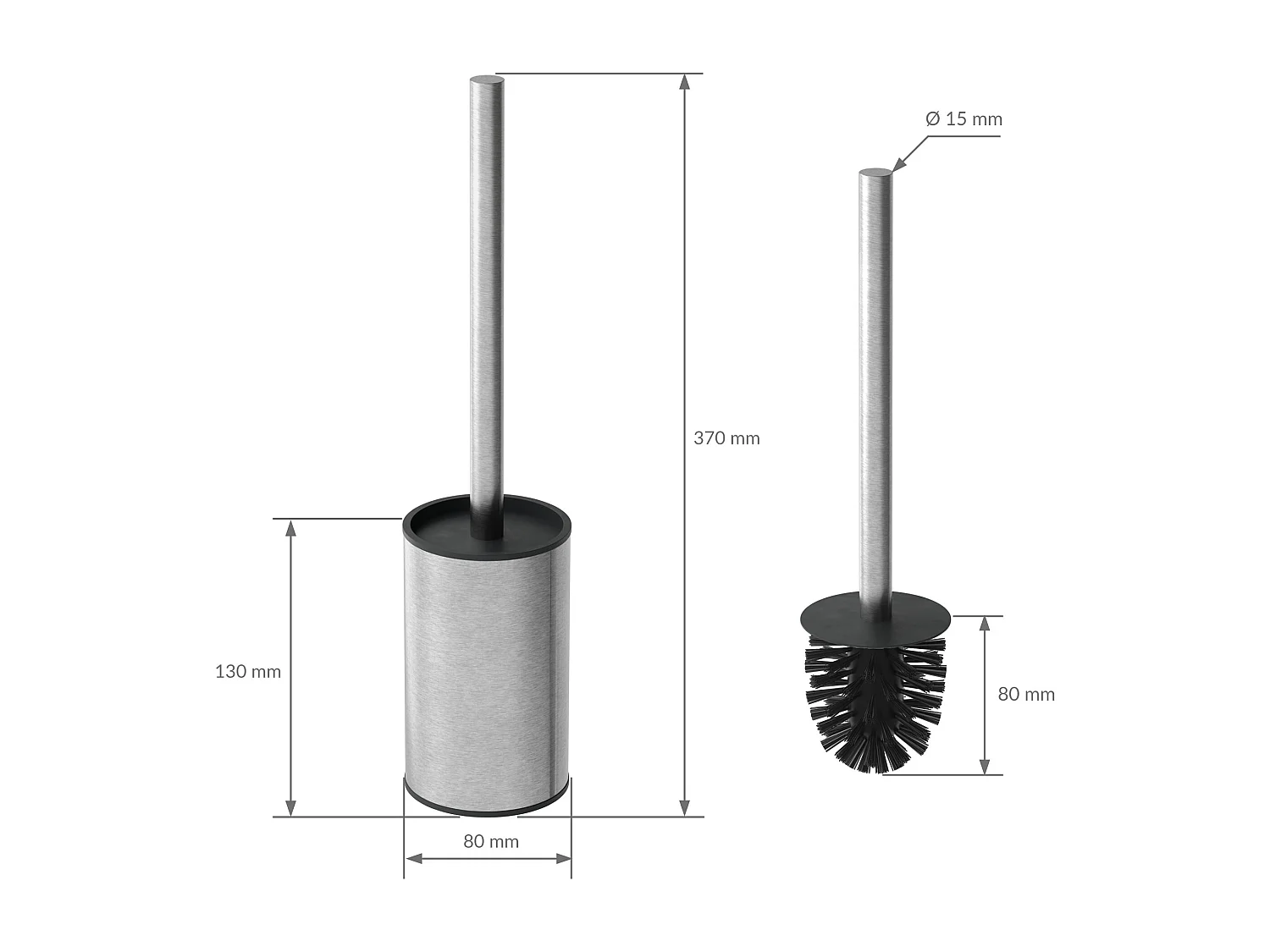 LuxeBath Porta carta igienica da incasso in acciaio inossidabile argento con scopino e vano portaoggetti, modulo WC a nicchia