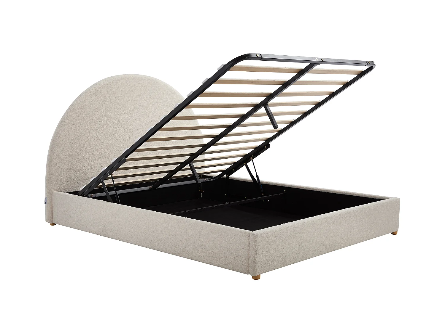 Sengekasse 140 x 190 cm - Bouclé stof – Hvid – CALIDORYA