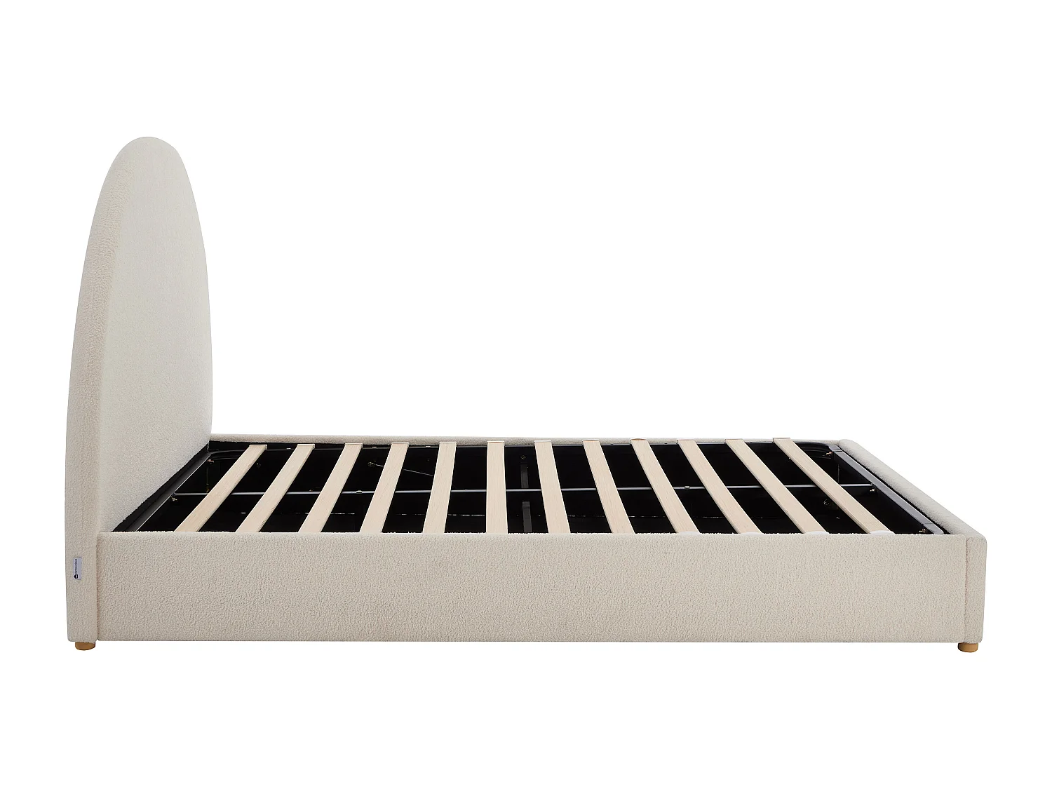 Sängram med förvaring 160 x 200 cm - Bouclé tyg - Vit – CALIDORYA