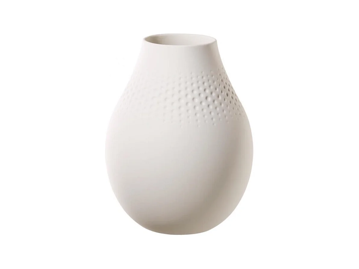 Vase col étroit en porcelaine blanche premium H20 cm, Manufacture Collier