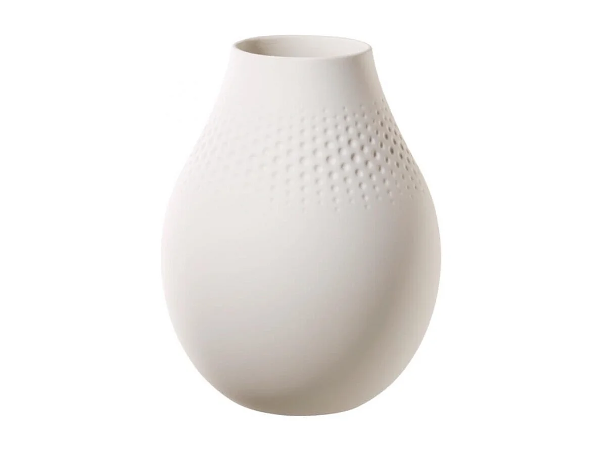 Vase col étroit en porcelaine blanche premium H20 cm, Manufacture Collier