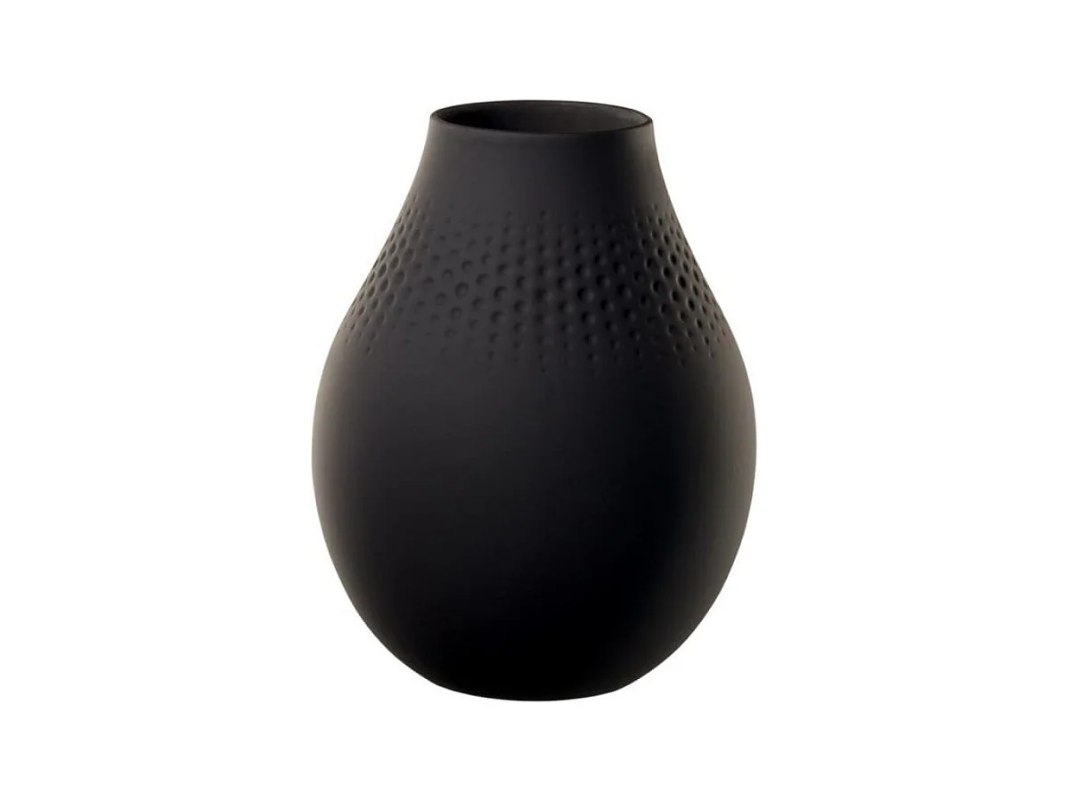 Vase col étroit en porcelaine noire haut de gamme H20 cm, Manufacture Collier